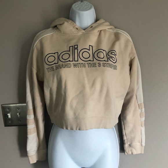 ADIDAS Neutral tan crop hoodie Sz. XS - Picture 3 of 8
